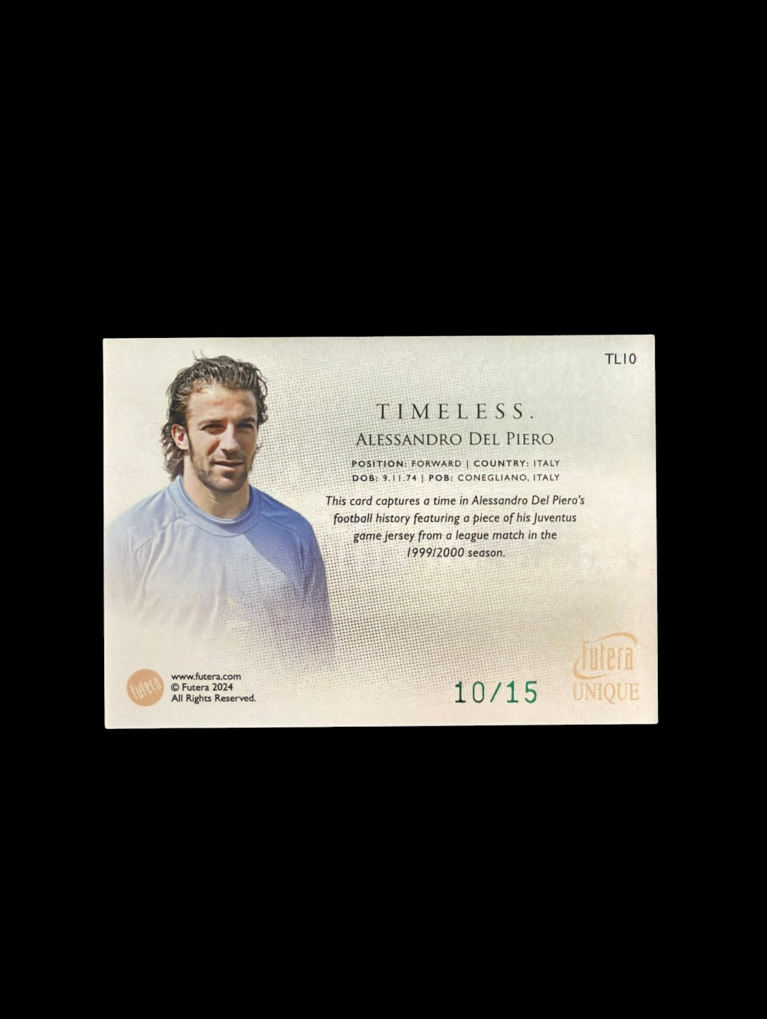 Alessandro Del Piero Match worn Relic /15 futera Unique 2024