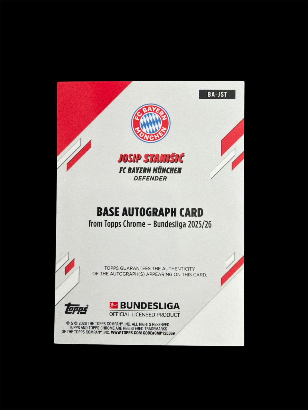 Josip Stanisic Auto /50 Topps Chrome Bundesliga 2025/26