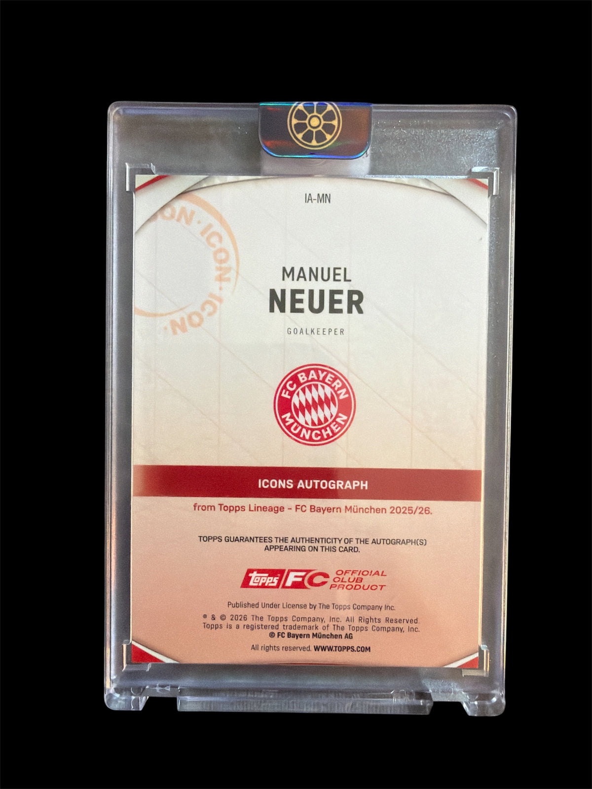 Manuel Neuer Auto /34 Topps FC Bayern München Lineage 2026
