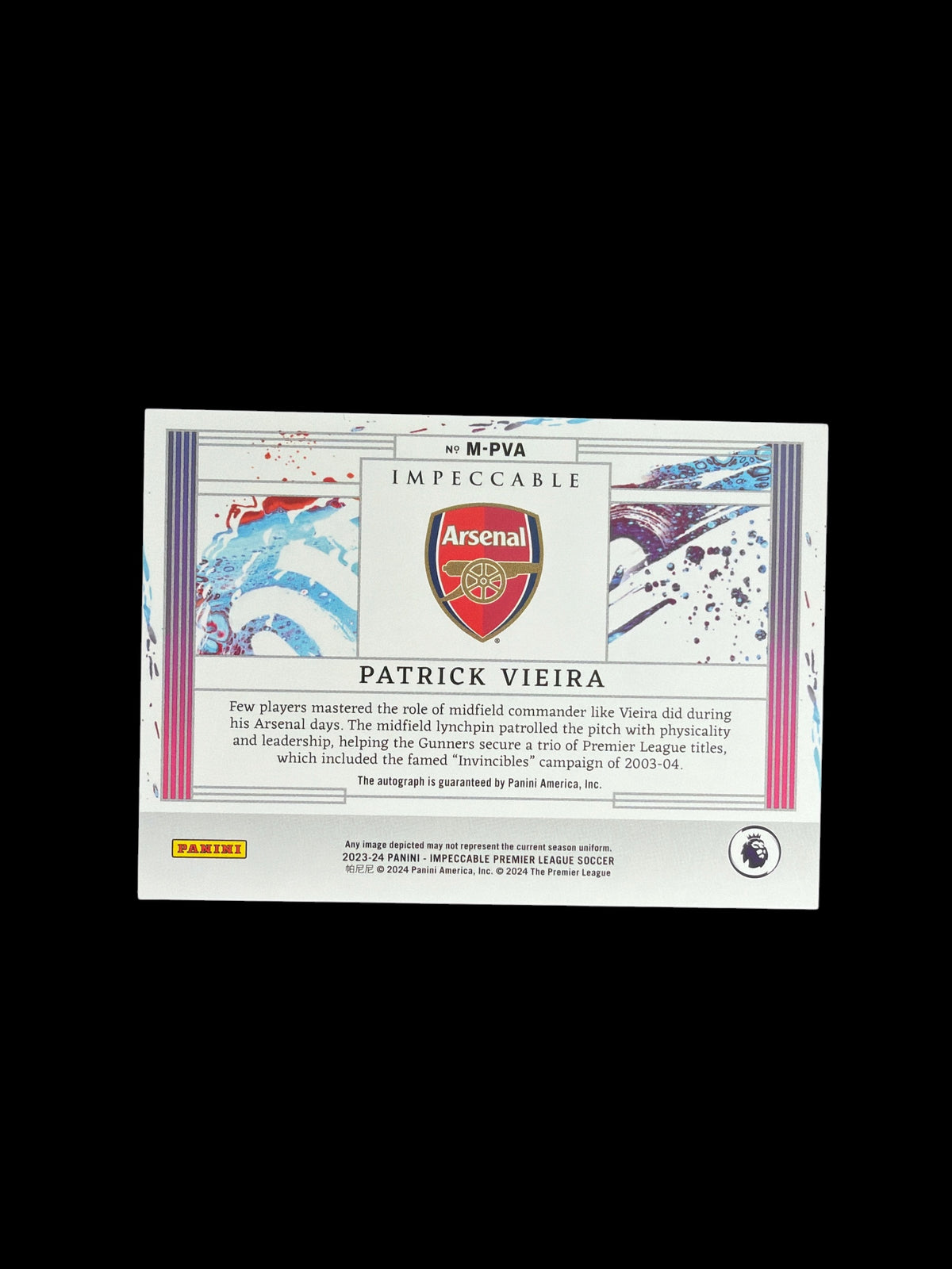 Patrick Vieira Masterstrokes Auto /5 Panini Impeccable BPL 2023-24