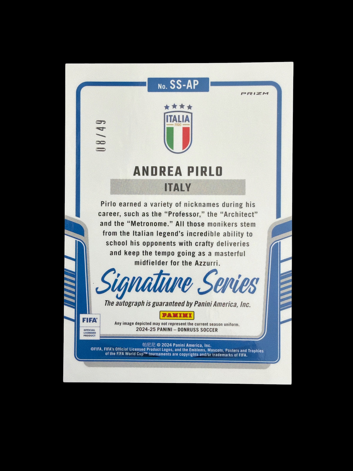 Andrea Pirlo Auto /49 Panini Donruss Soccer 2024-25