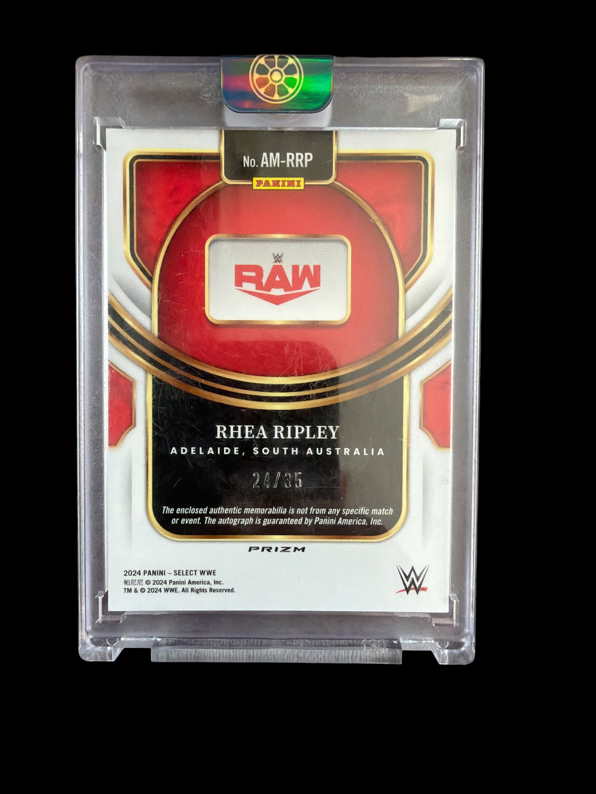 Rhea Ripley Autographed Memorabilia/35 Panini Select WWE 2024