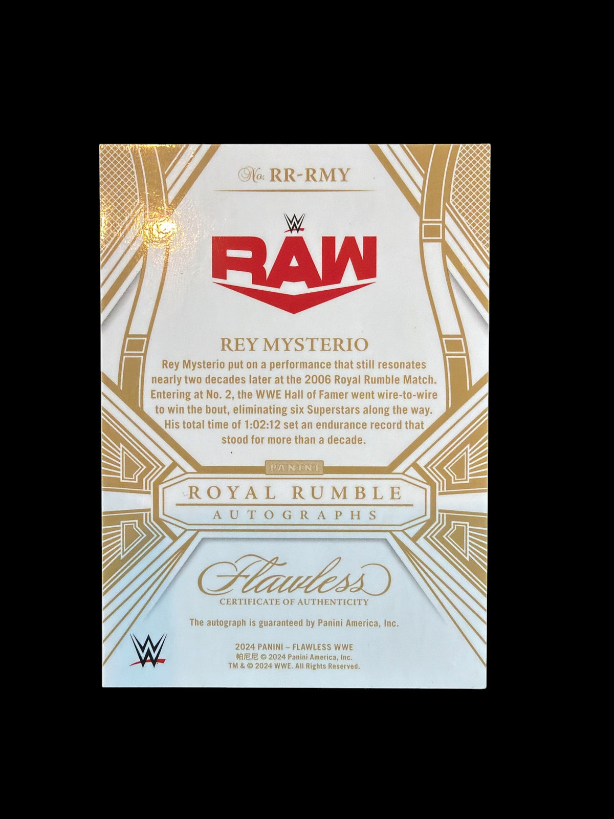 Rey Mysterio Royal Rumble On Card Auto /15 Panini Flawless WWE 2024