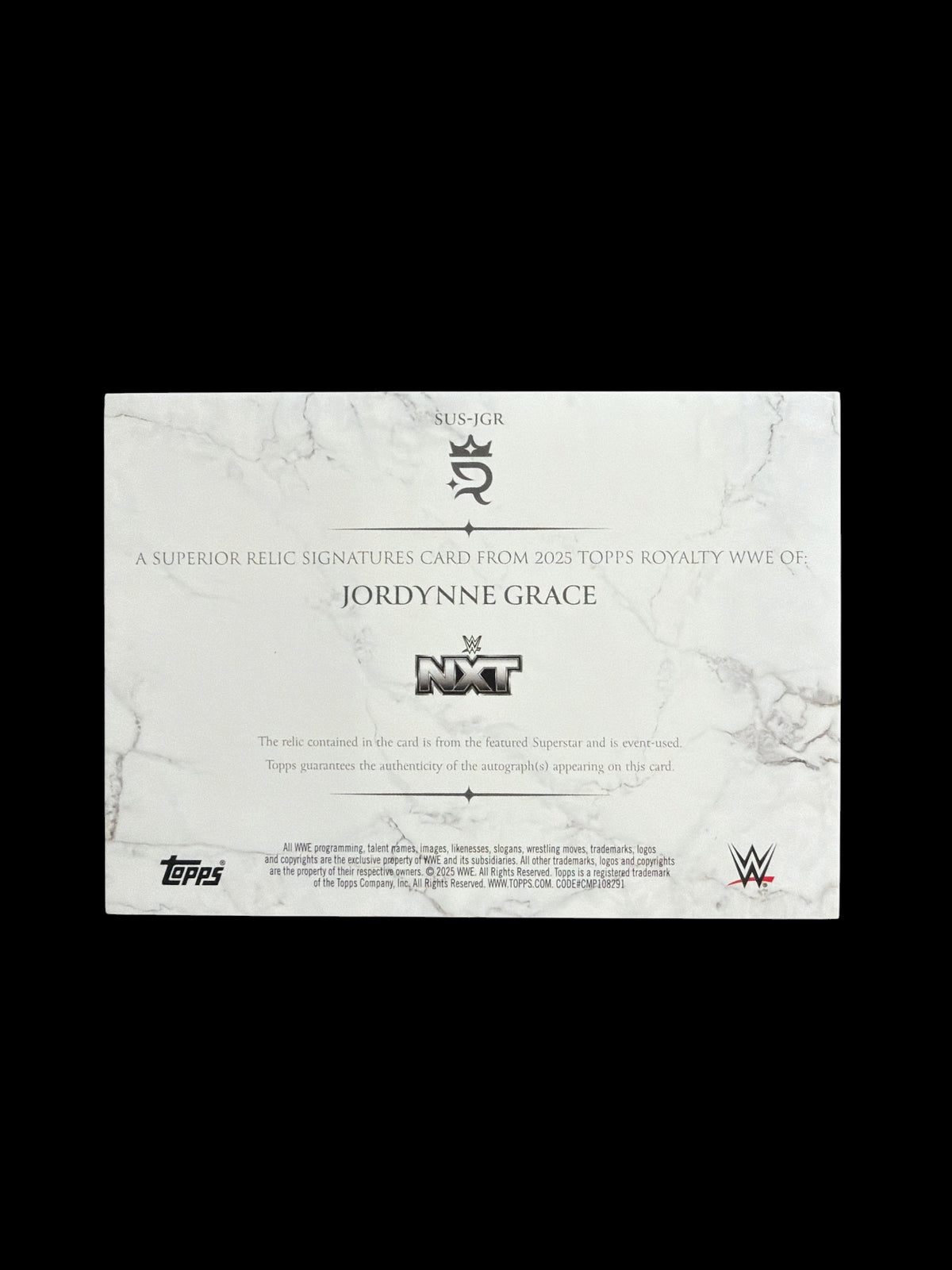 Jordynne Grace Superior Relic Signatures /99 On Card Auto Topps Royalty WWE 2025