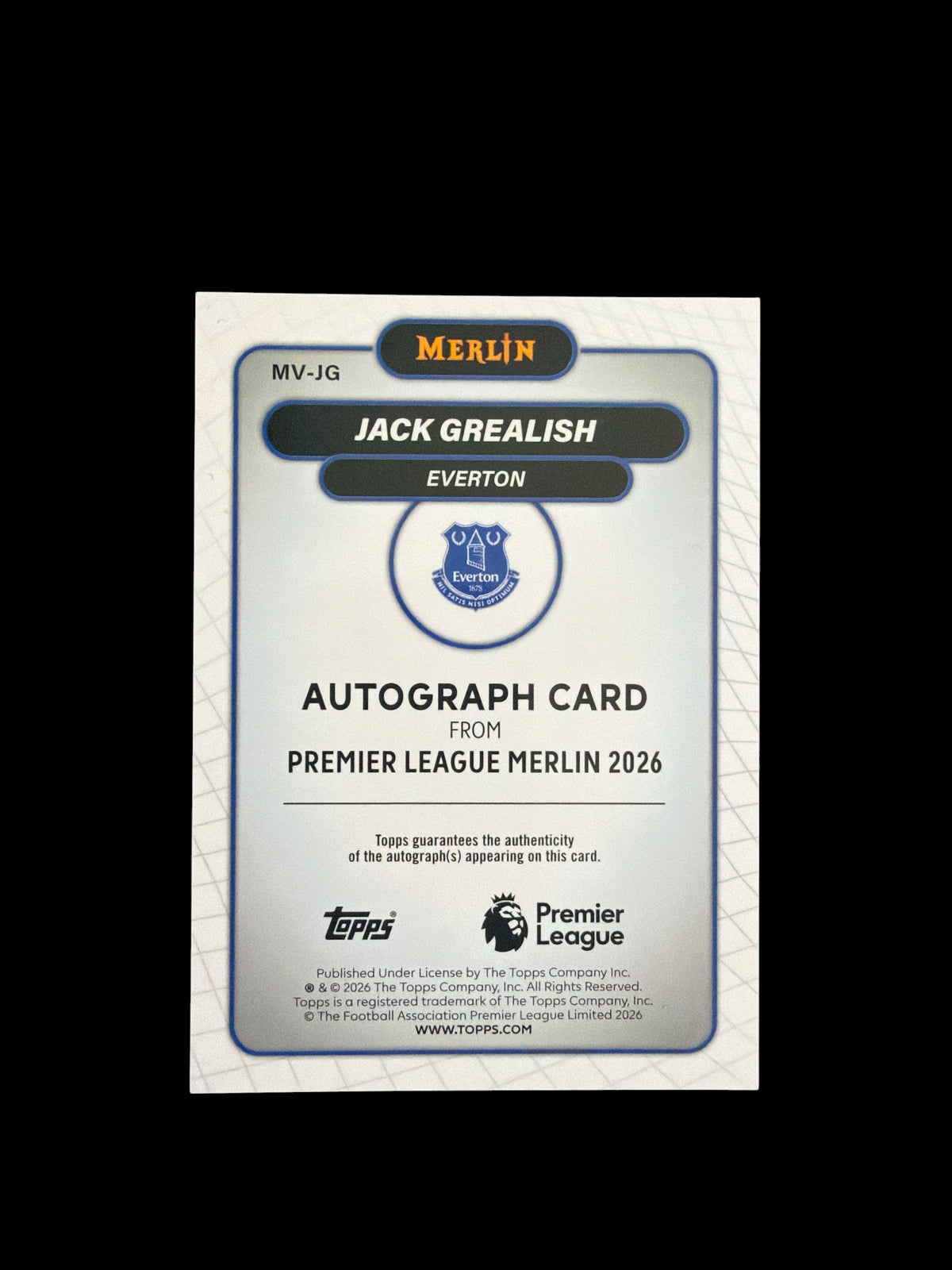 Jack Grealish Auto /8 Topps Merlin BPL 2026