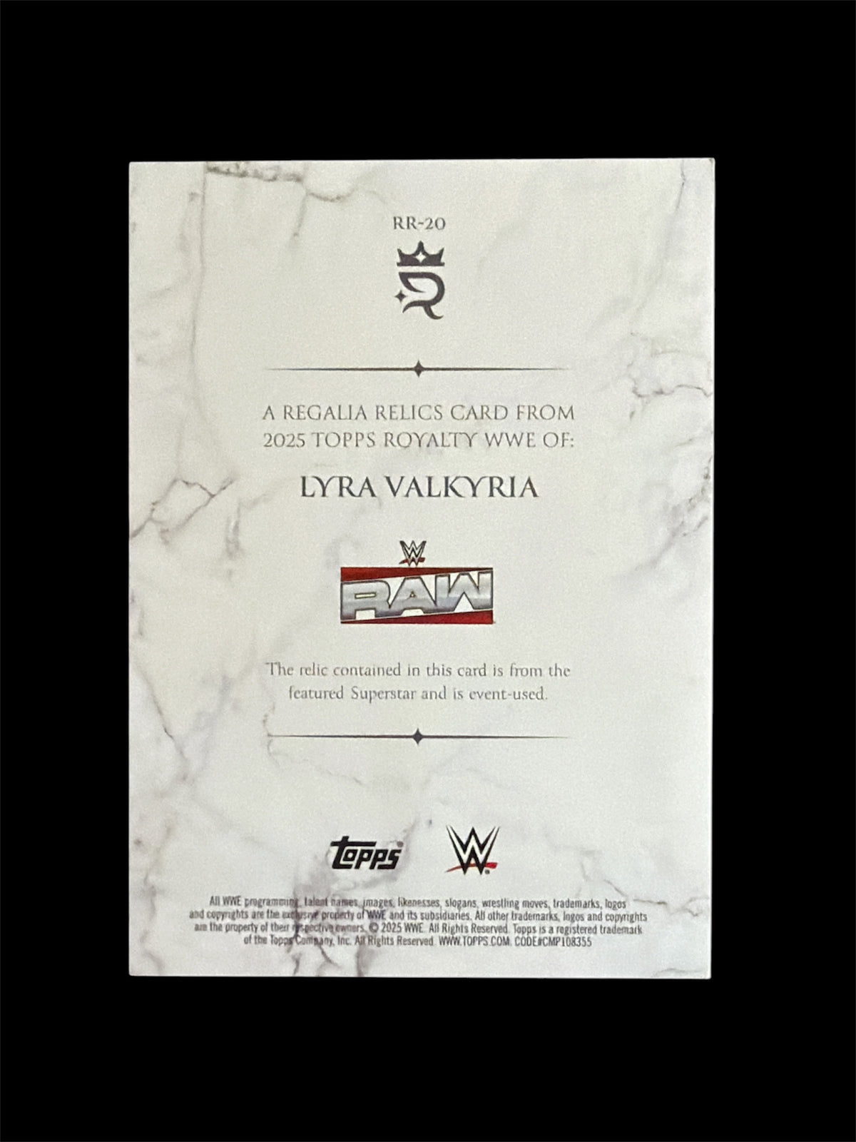 Lyra Valkyria Regalia Relic /99 Topps Royalty WWE 2025