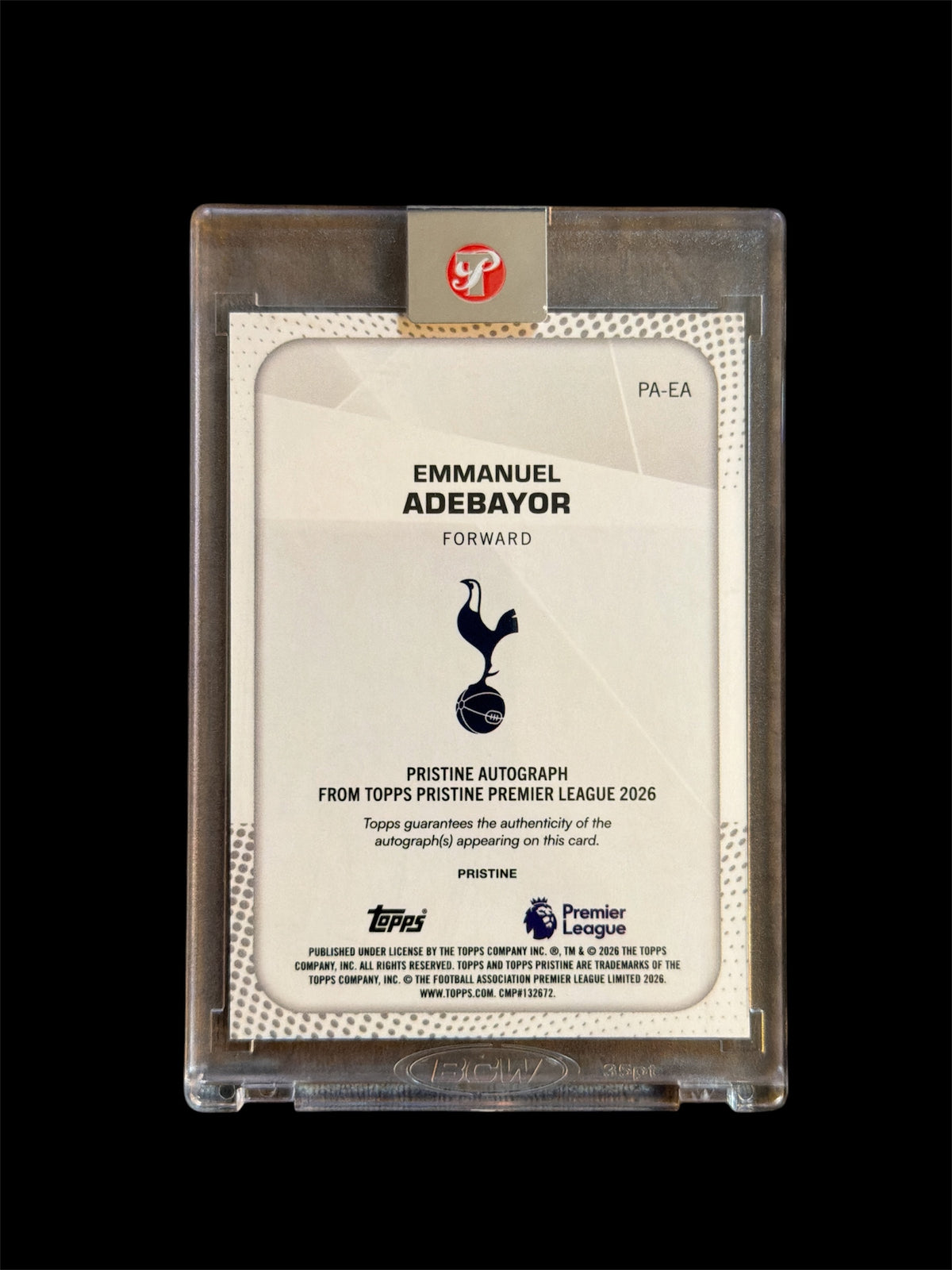 Emmanuel Adebayor Auto /50 Topps Pristine BPL 2026