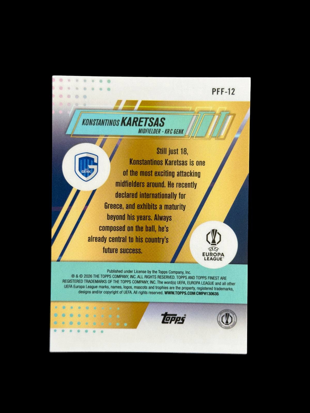 Konstantinos Karetsas RC Prized Footballers Topps Finest 2026