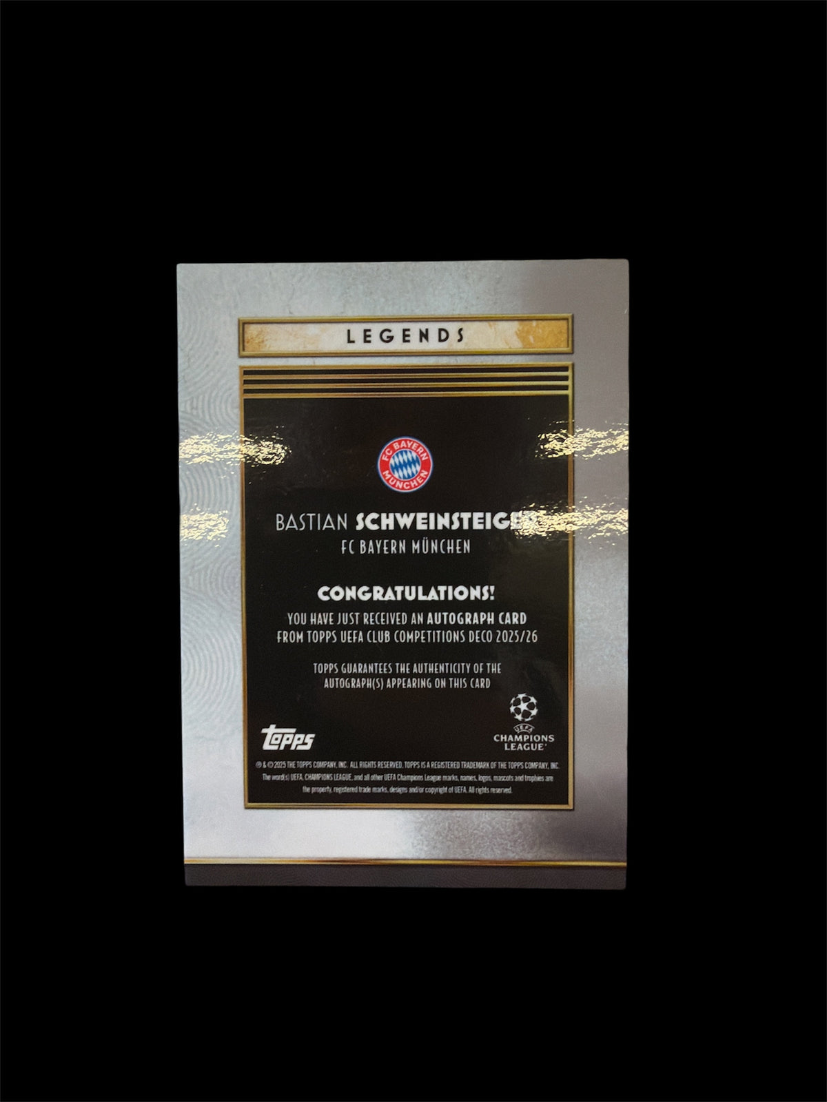 Bastian Schweinsteiger Auto /10 Topps Deco UCC 2025/26