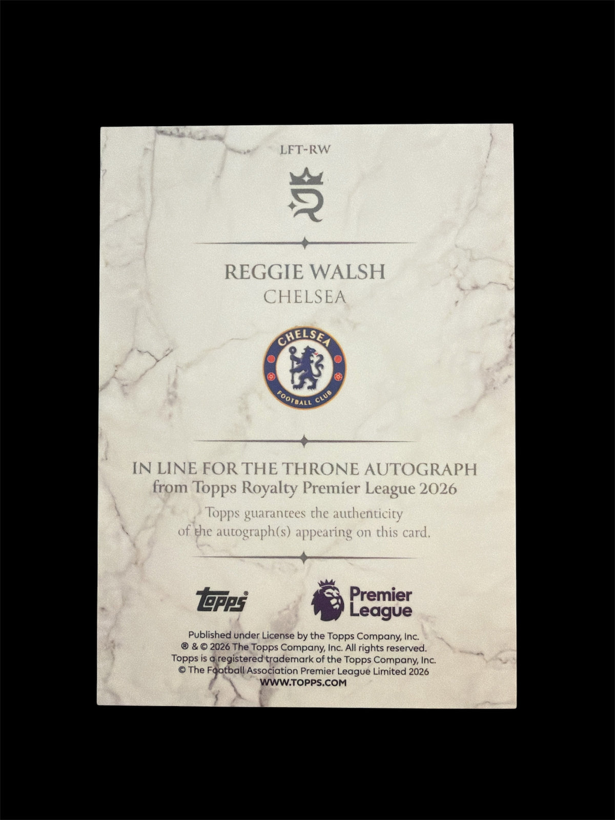 Reggie Walsh RC On Card Auto/99 Topps Royalty BPL 2026