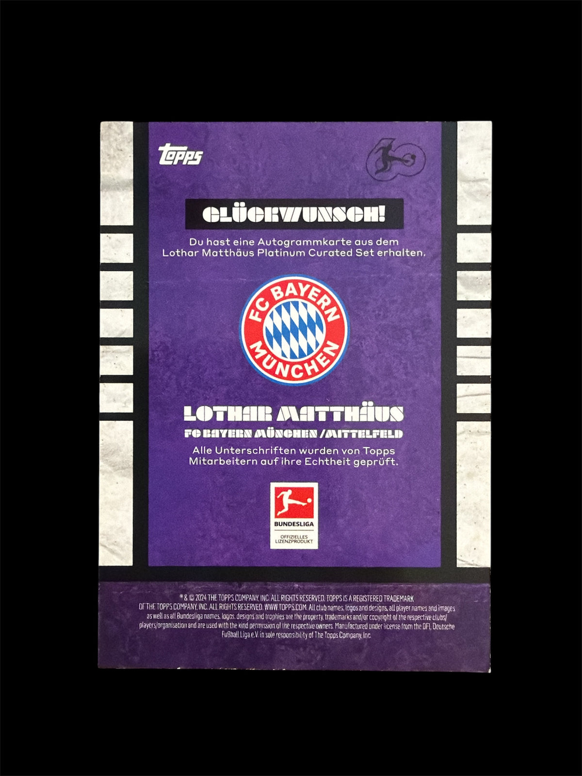Lothar Matthäus Auto /25 Bookend Topps Lothar Matthäus Platinum Curated Set 2024