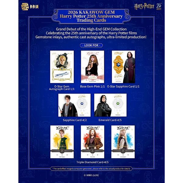2026 Kakawow Gem Harry Potter 25th Anniversary Trading Cards