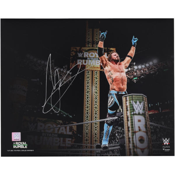 AJ Styles WWE Autographed 16" x 20" 2026 Royal Rumble Final Match Photograph