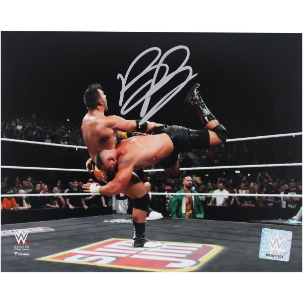 Bron Breakker WWE Autographed 8" x 10" Spear On LA Knight Photograph