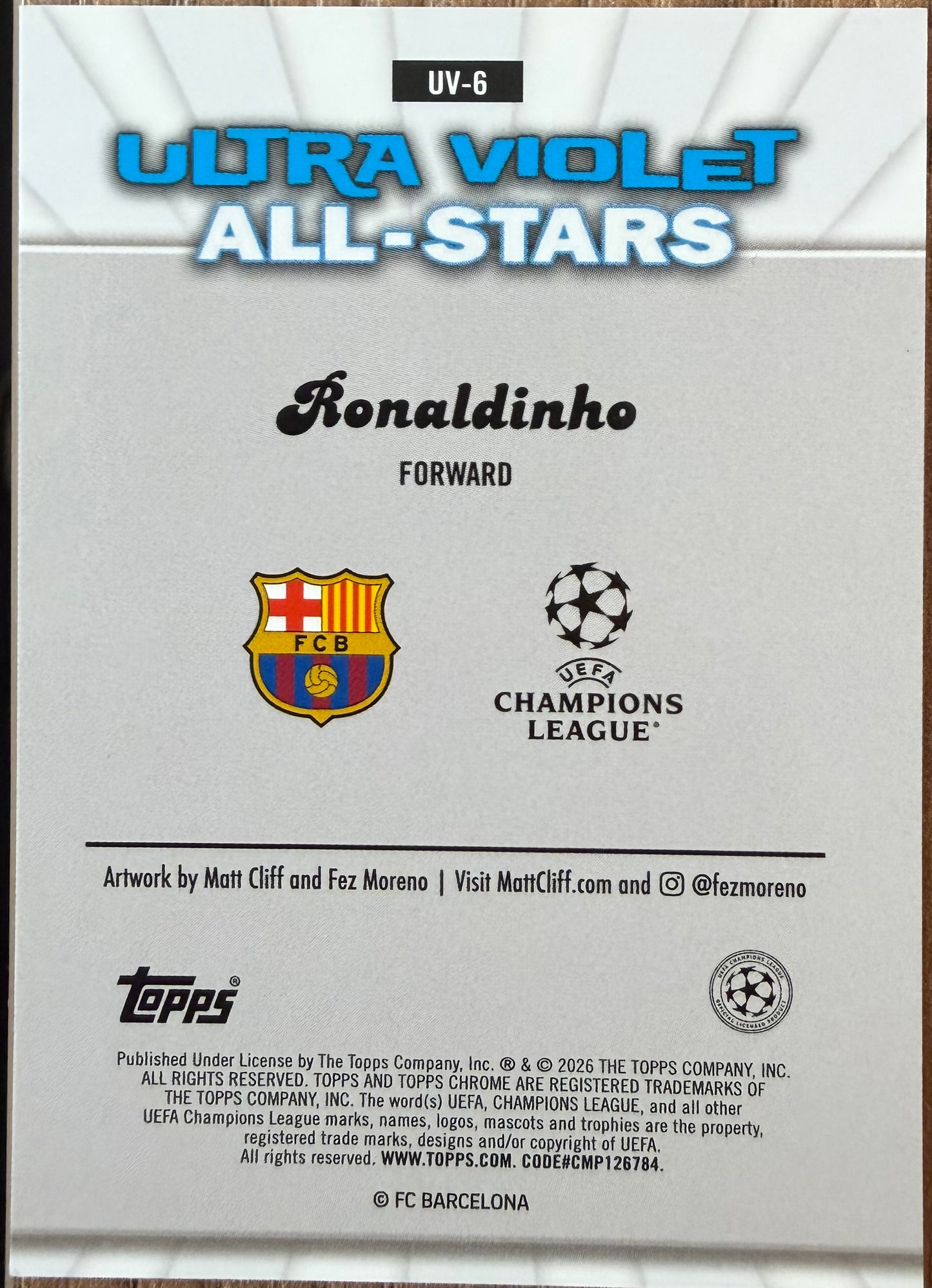 Ronaldinho Ultra Violet All-Stars Topps UCL 2026