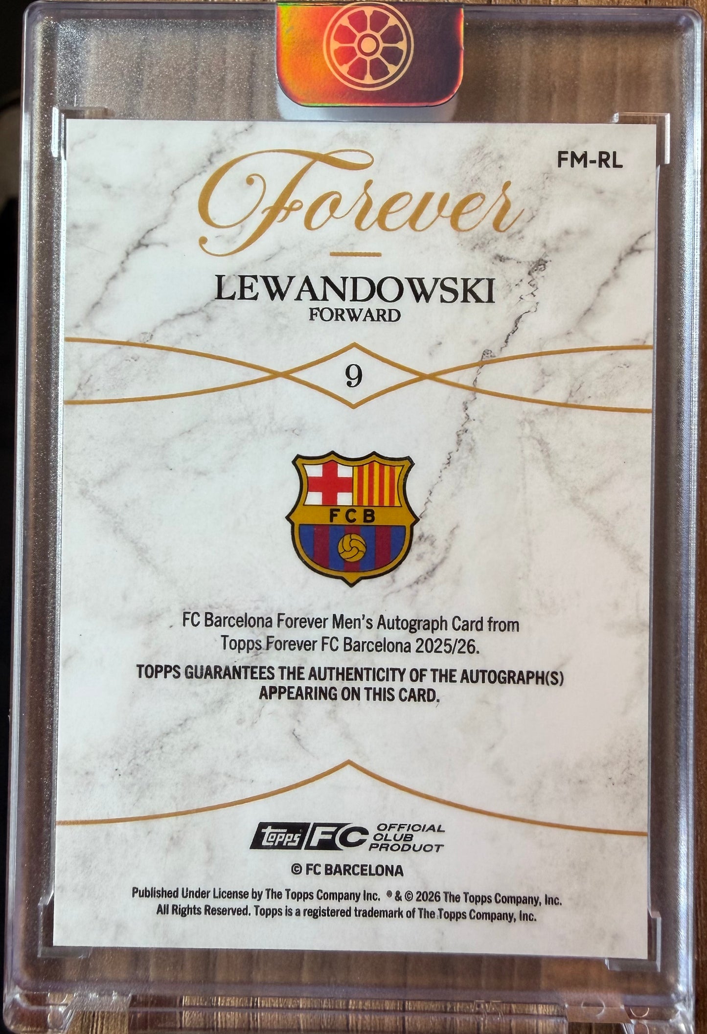 Robert Lewandowski Auto/75 Topps Barcelona Forever