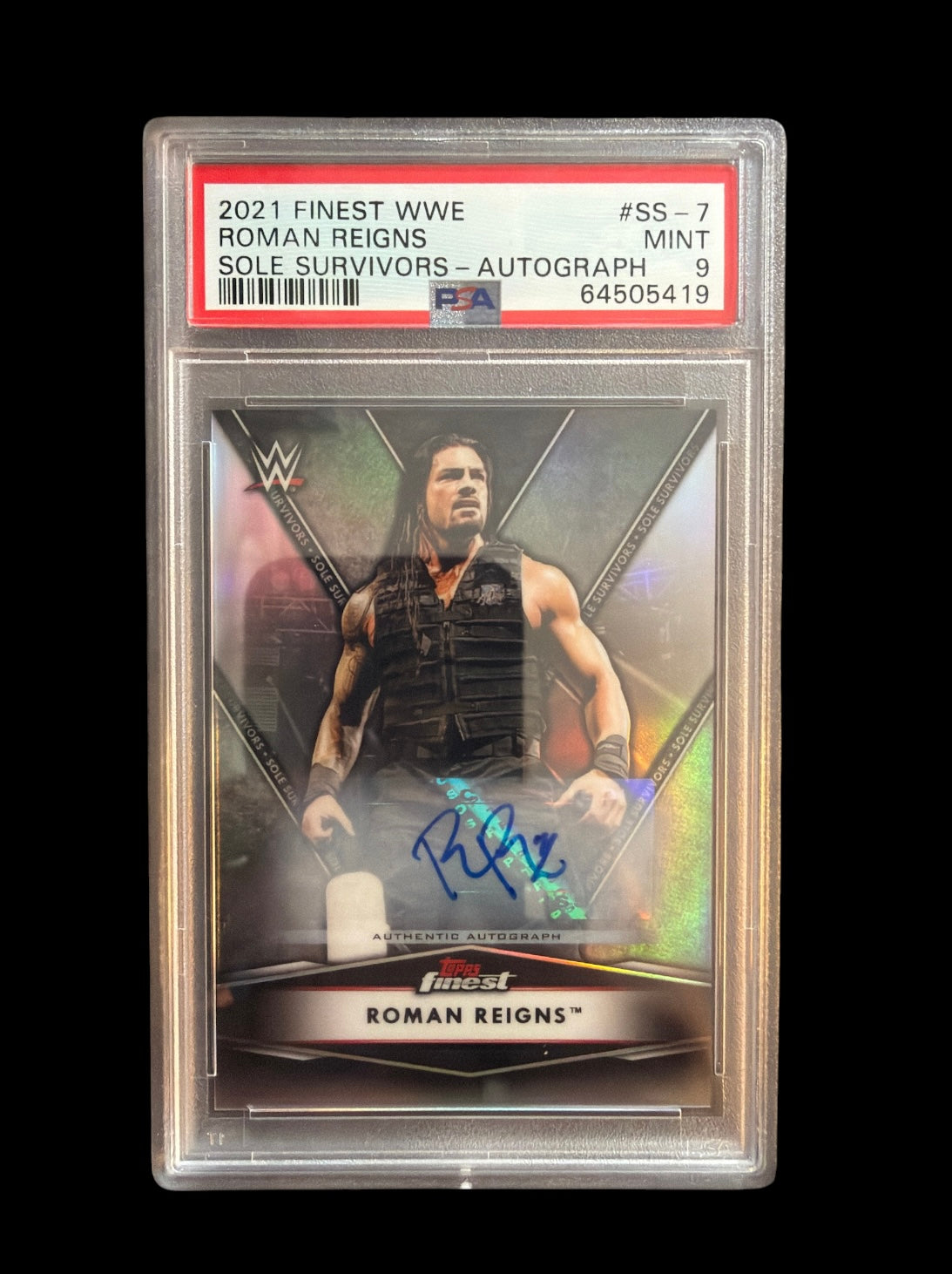 Roman Reigns Sole Survivors Auto PSA 9 Topps Finest WWE 2021