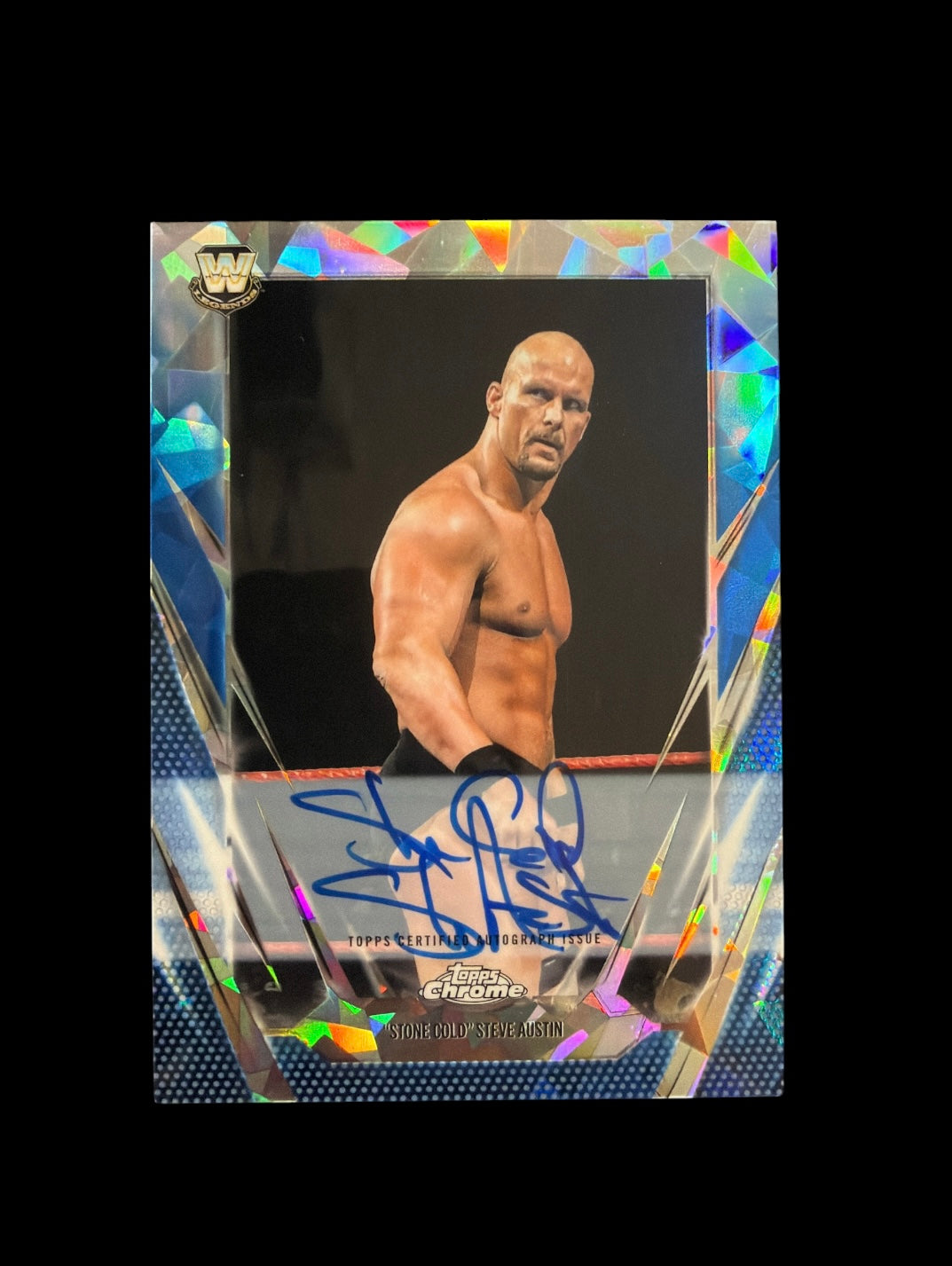 Stone Cold Steve Austin On Card Auto Topps Chrome WWE Sapphire 2026