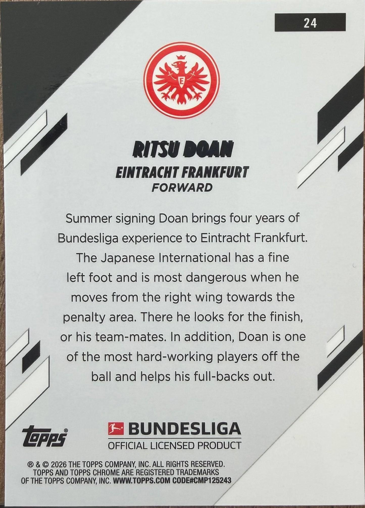 Ritsu Doan Frozen Fractor /5 Topps Chrome Bundesliga 2025/26