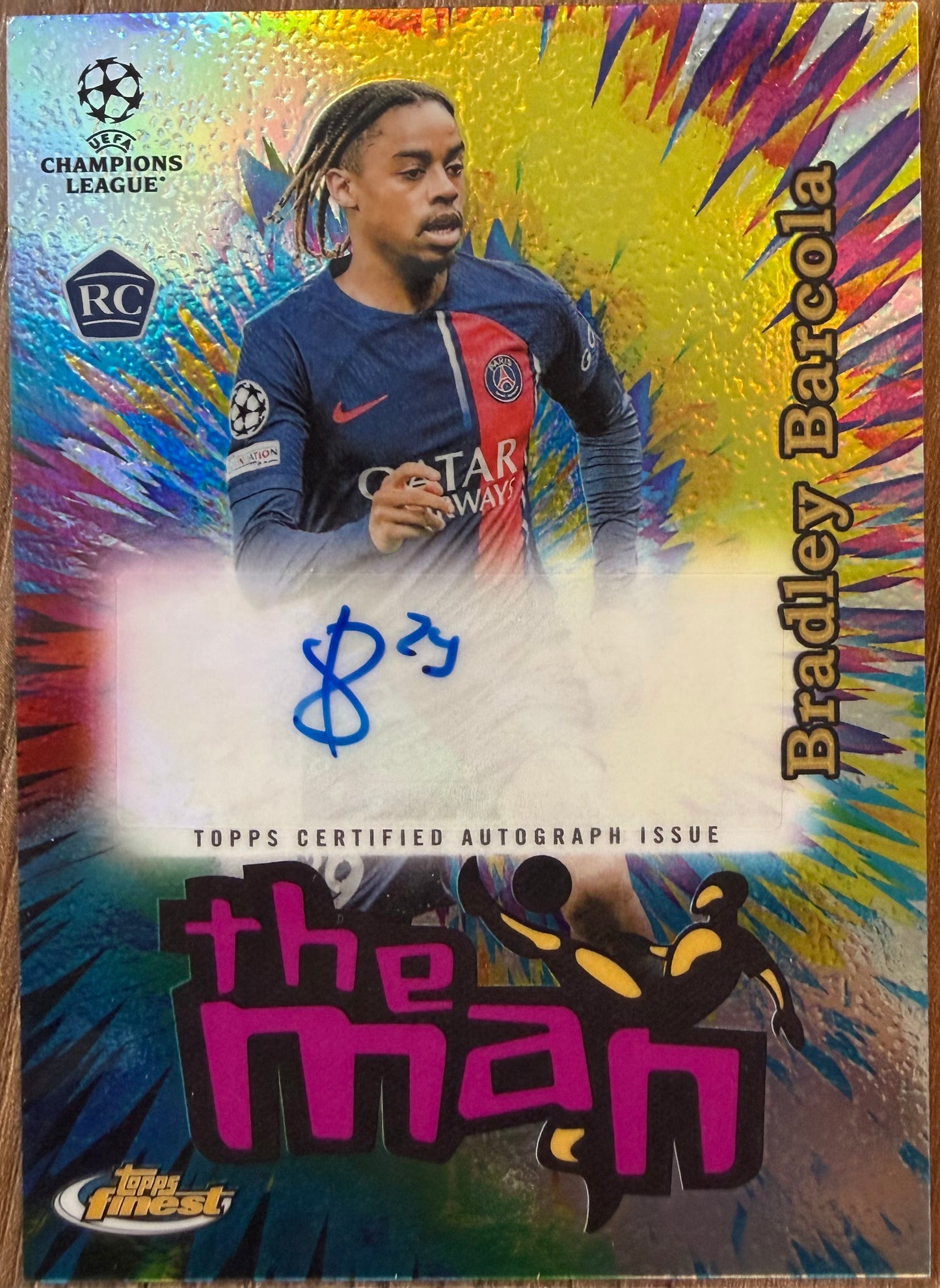 Bradley Barcola RC The Man Auto Topps Finest UCL 2023/24