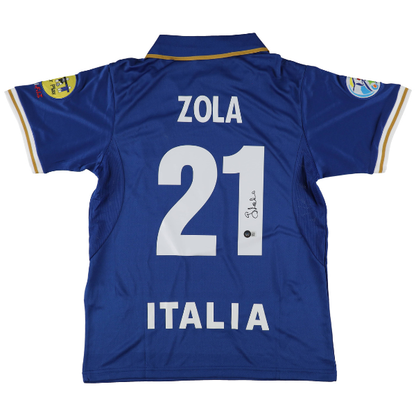 ⚽ Gianfranco Zola Signiertes Italien Heimtrikot (Blau) – inkl. Beckett COA ⚽