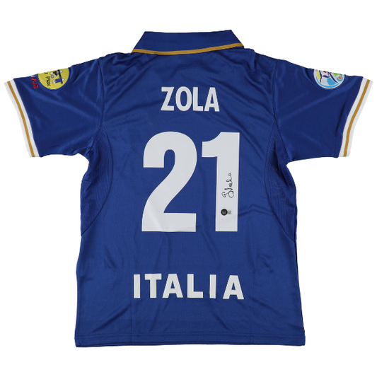 ⚽ Gianfranco Zola Signiertes Italien Heimtrikot (Blau) – inkl. Beckett COA ⚽
