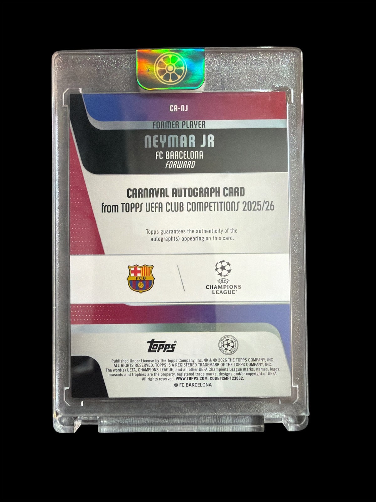 Neymar jr Auto /10 Topps Carnaval UCC 2025/26