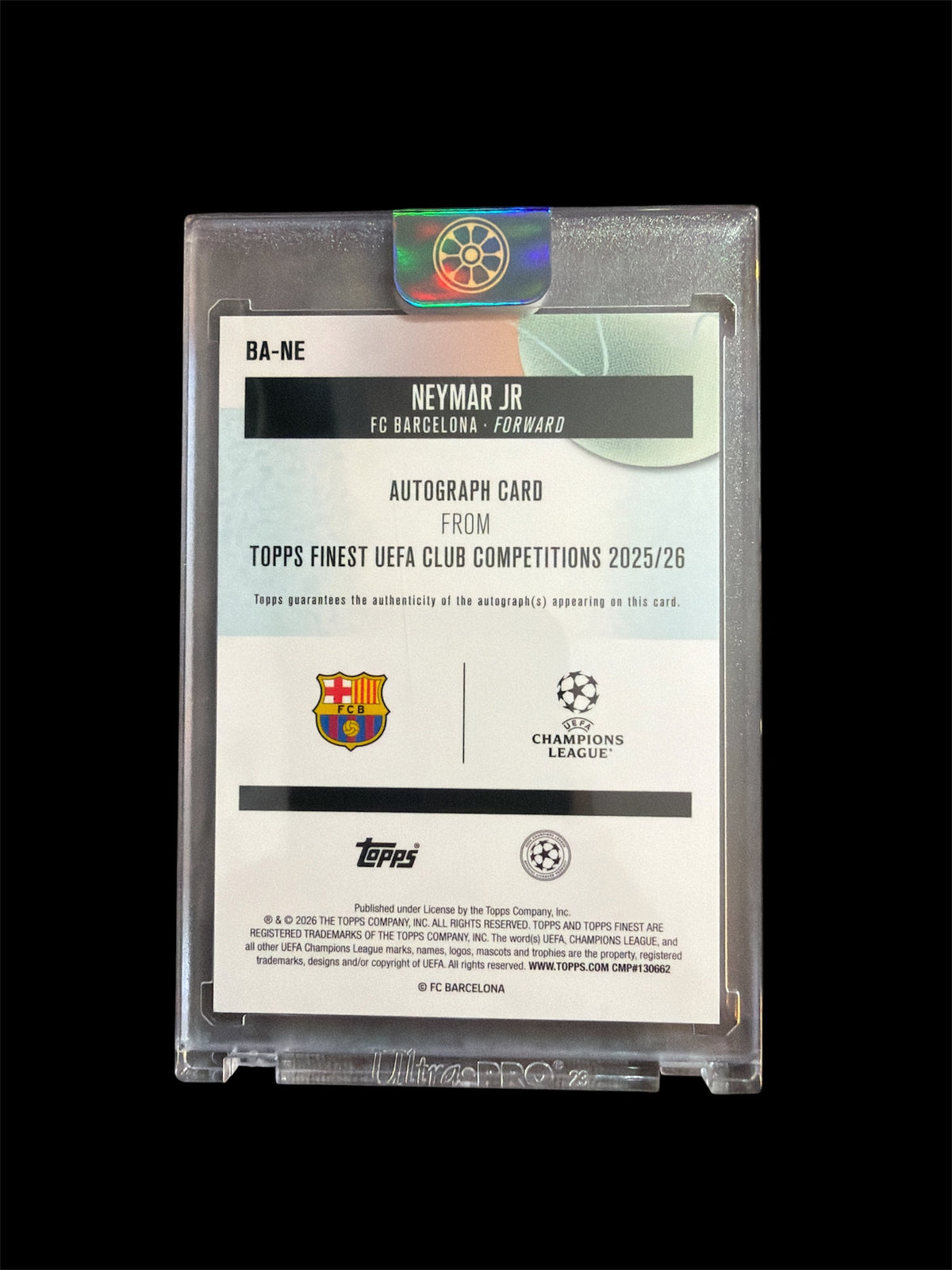 Neymar jr Auto /25 Topps Finest UCC 2025/26