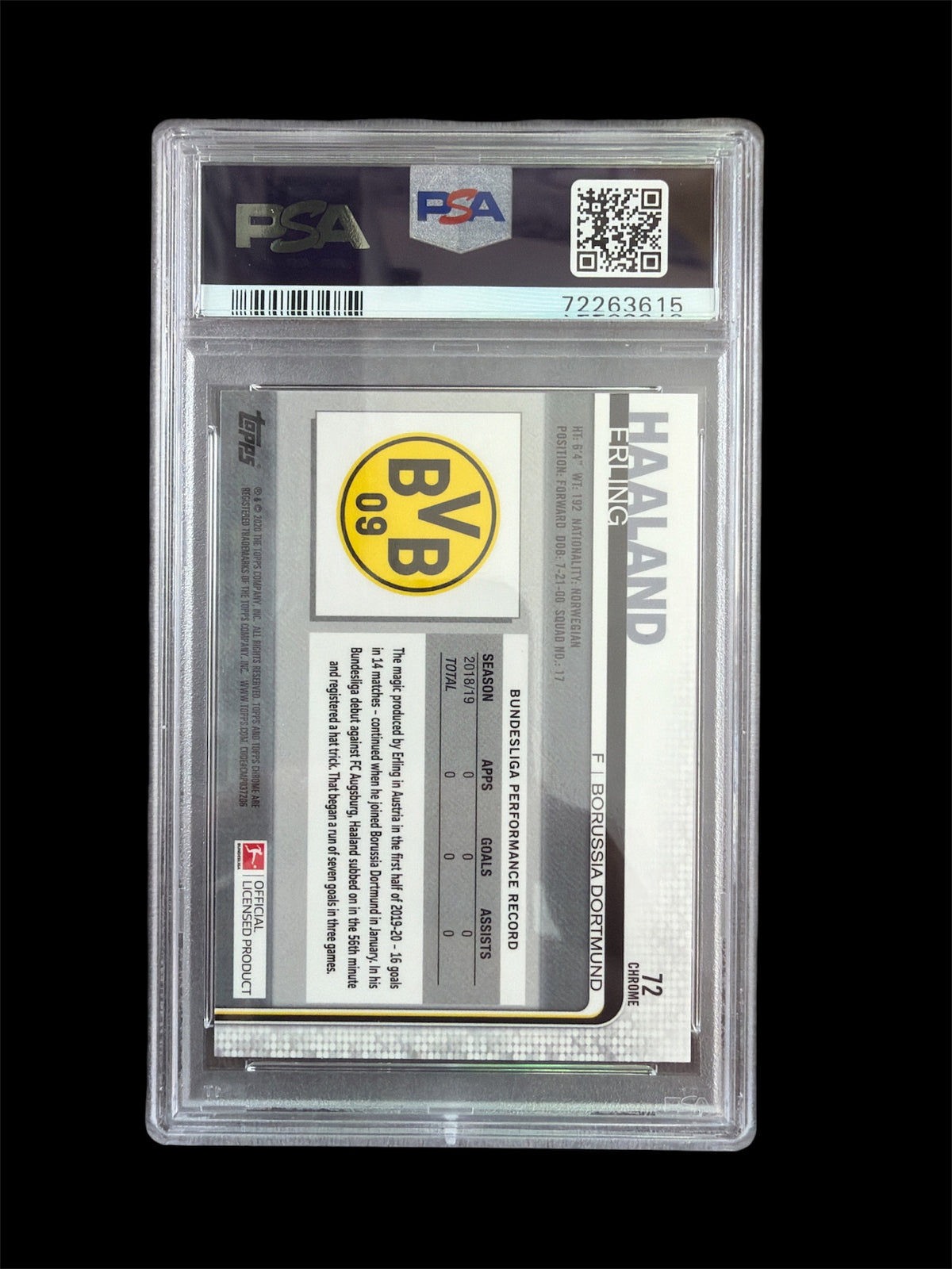 Erling Haaland PSA 10 Topps Chrome Bundesliga 2019
