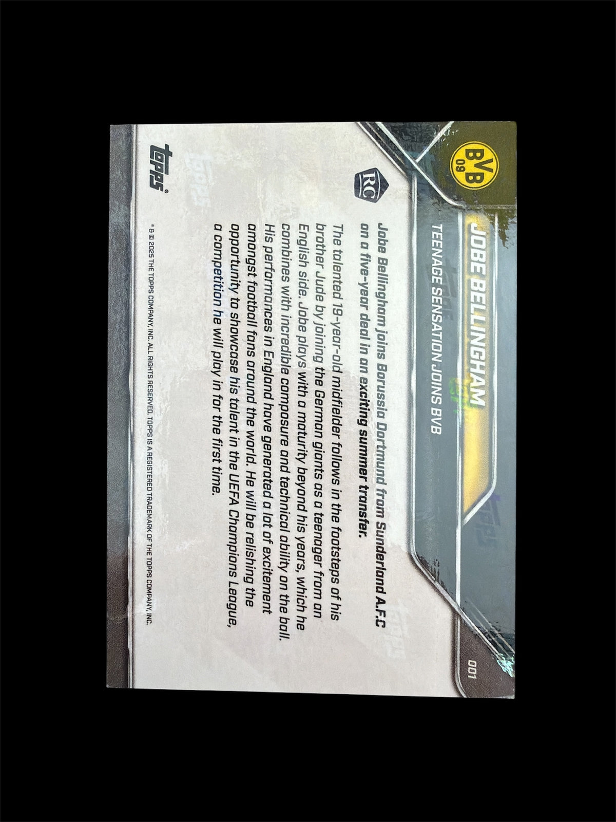 Jobe Bellingham RC /25 Teenage Sensation joins BVB Topps now