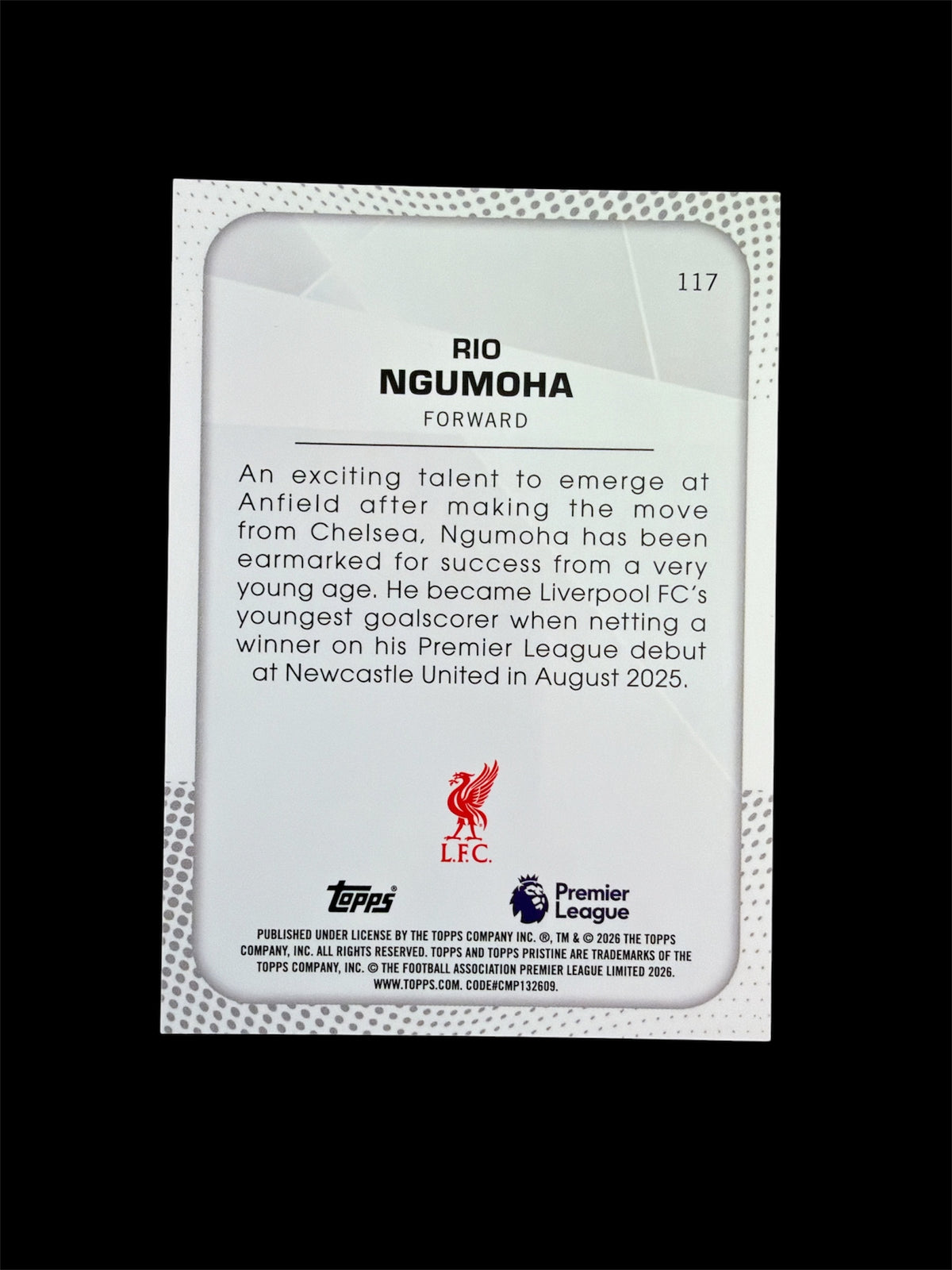 Rio Ngumoha RC /50 Topps Pristine BPL 2026