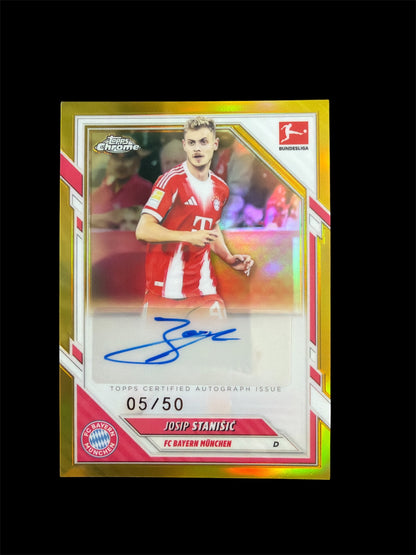Josip Stanisic Auto /50 Topps Chrome Bundesliga 2025/26