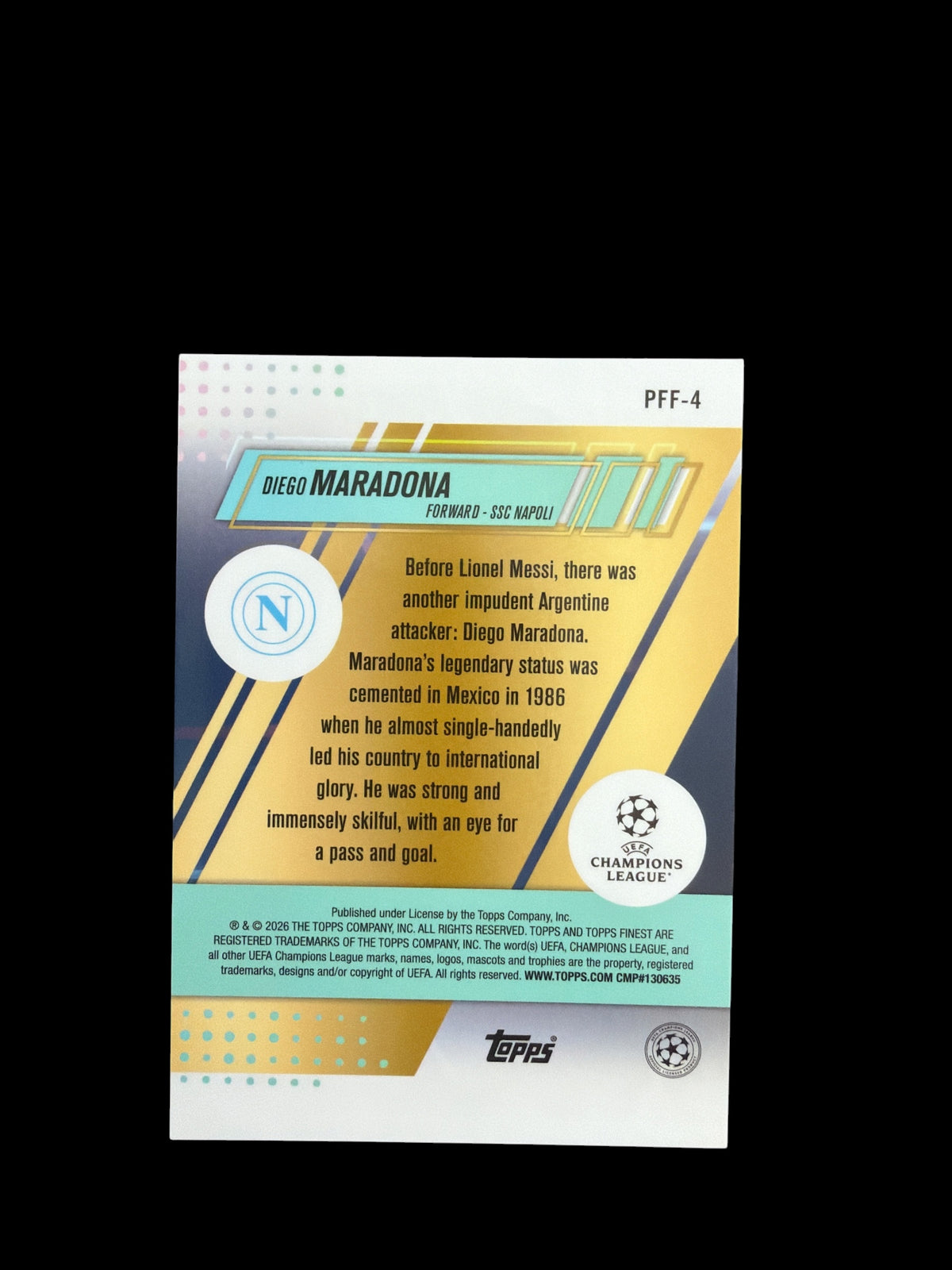 Diego Maradona Prized Footballers SP Topps Finest 2026