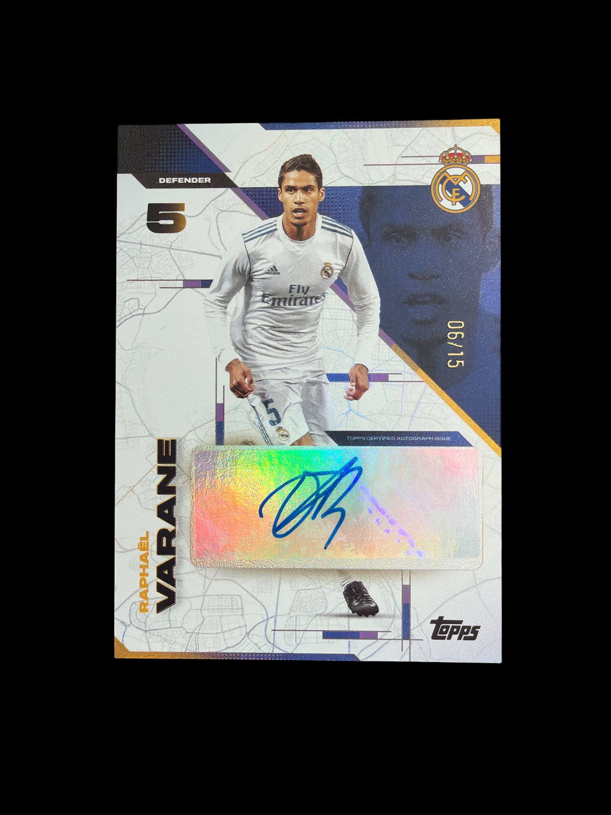 Raphaël Varane Auto /15 Topps Real Madrid Los Blancos 2025/26