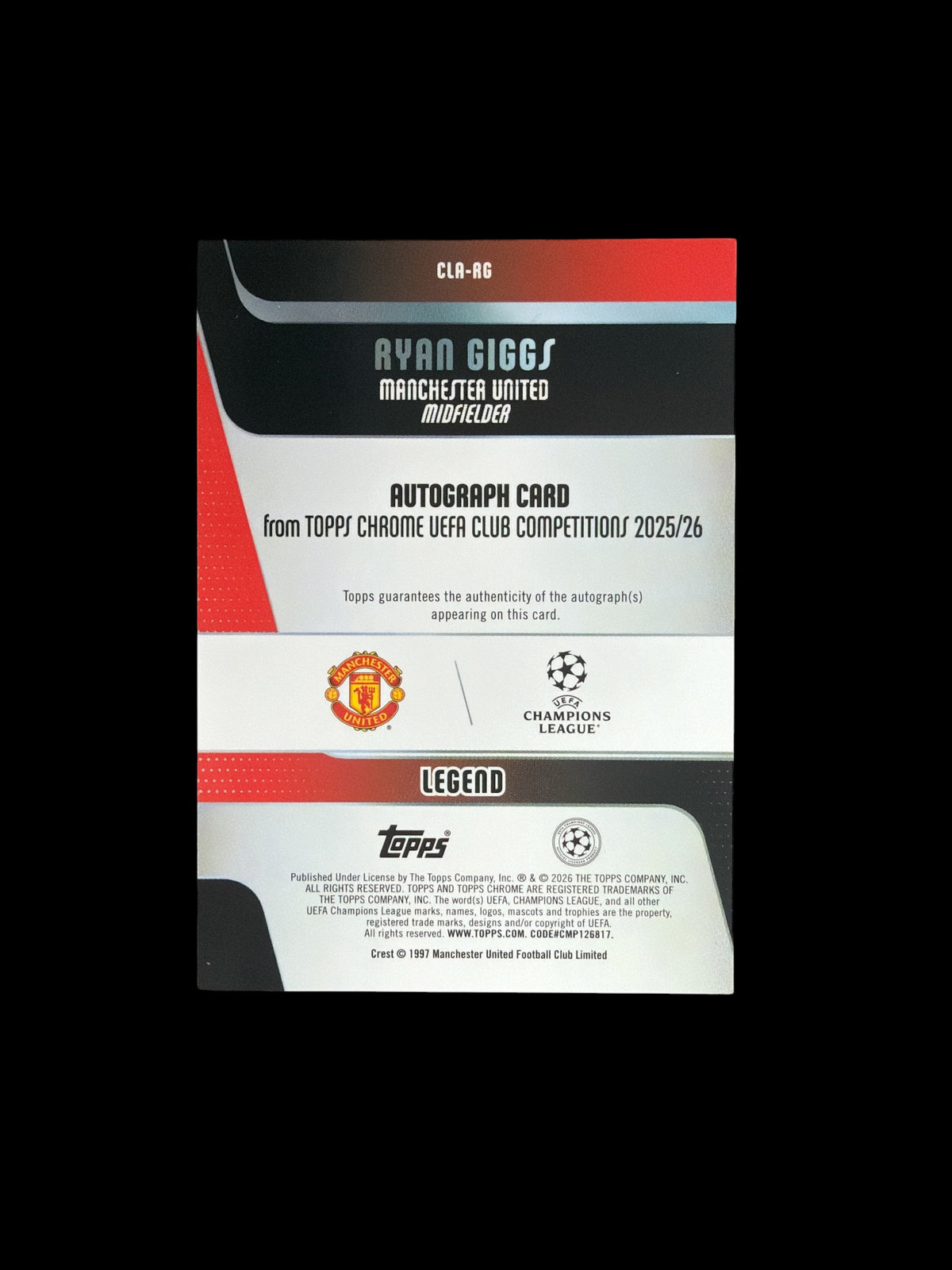 Ryan Giggs Auto /150 Topps Chrome UCC 2025/26