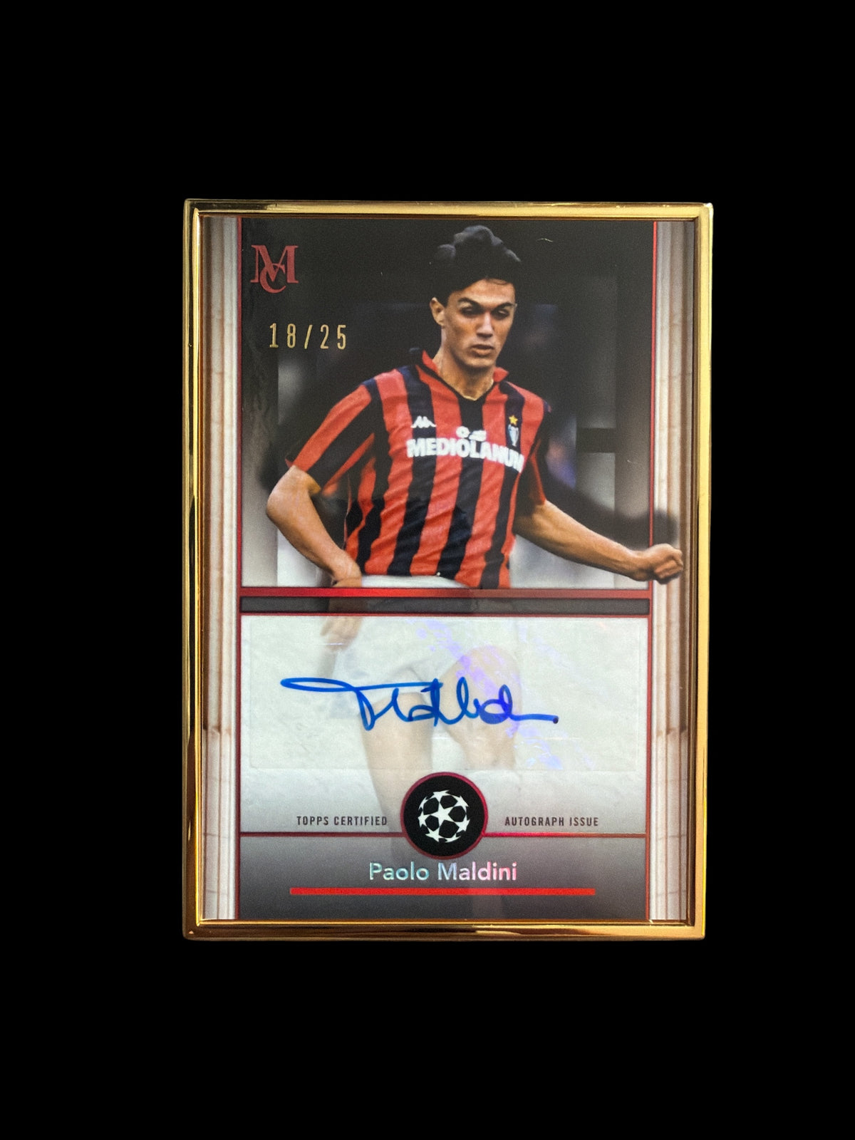 Paolo Maldini Gold Framed Auto /25 Topps Museum UCC 2024/25