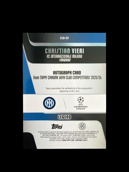 Christian Vieri Auto /99 Topps Chrome UCC 2025/26