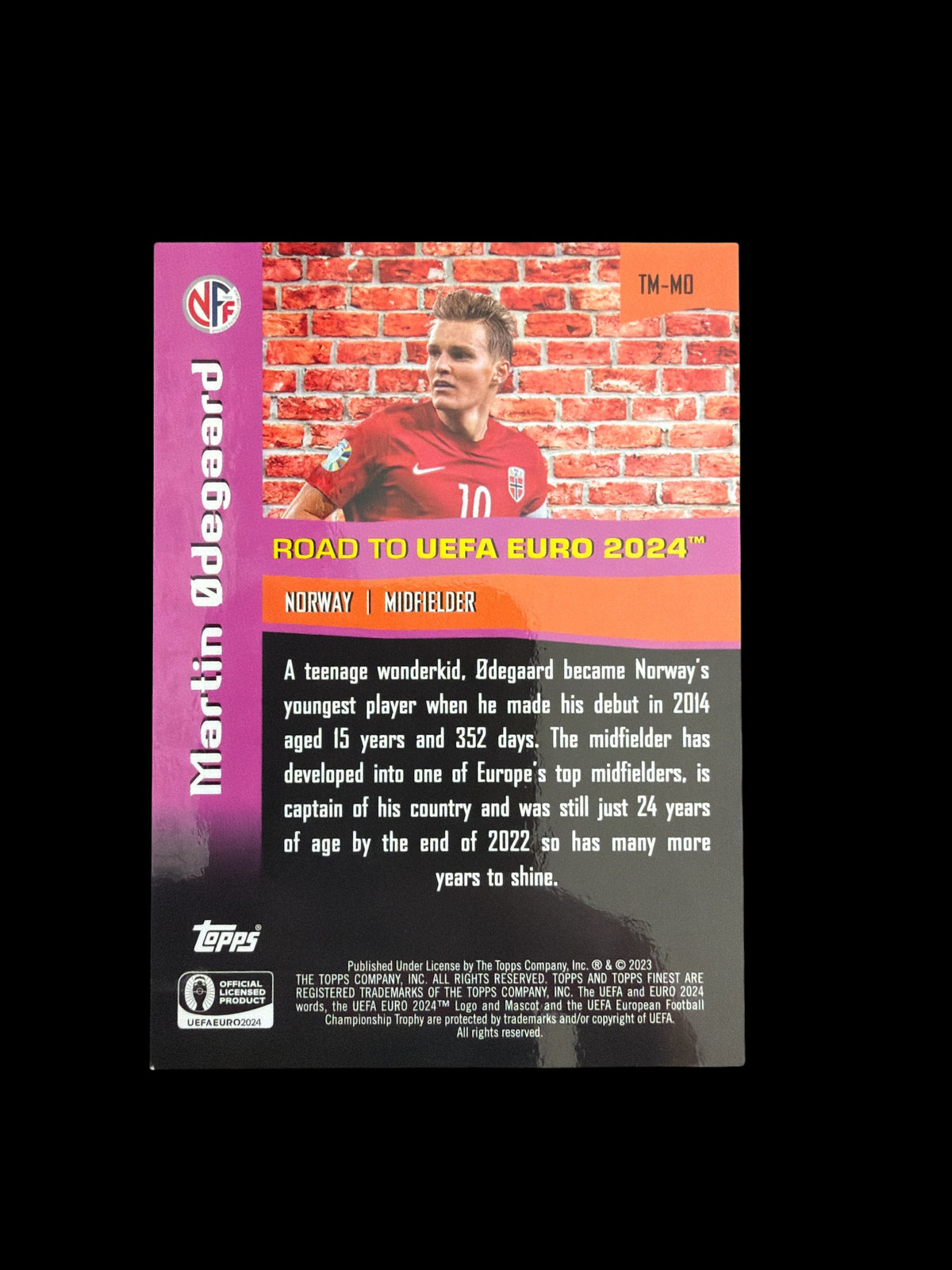 Martin Odegaard The Man /25 Topps Finest Road to Euro 2024