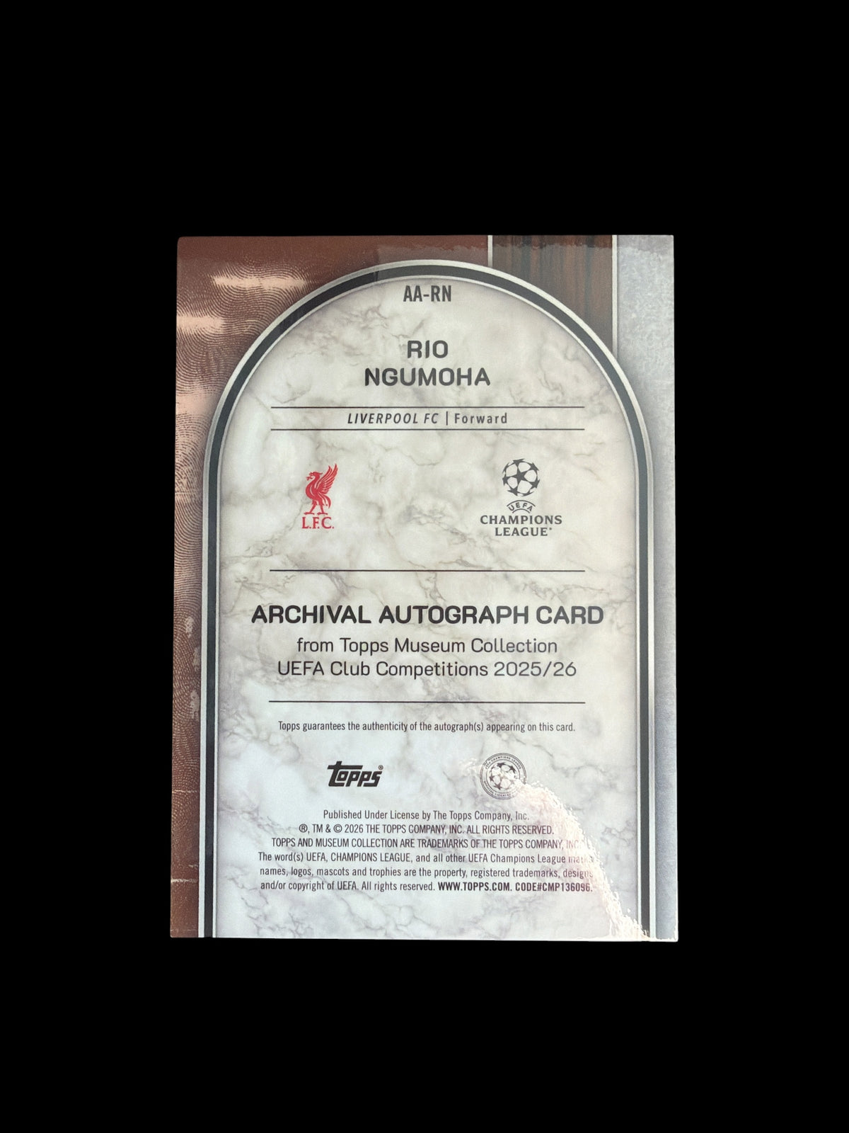 Rio Ngumoha Auto /150 Topps Museum UCC 2025/26