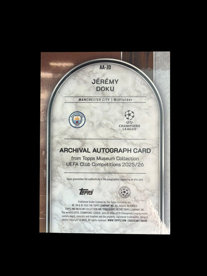 Jeremy Doku Auto /299 Topps Museum UCC 2025/26