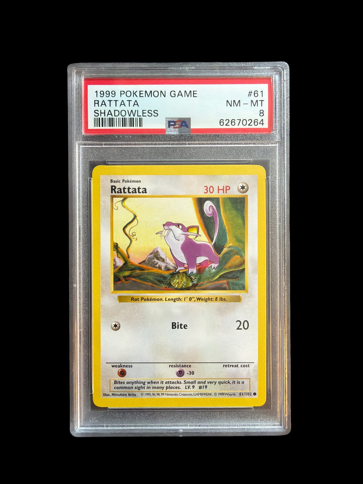 Rattata Shadowless 1999 PSA 8