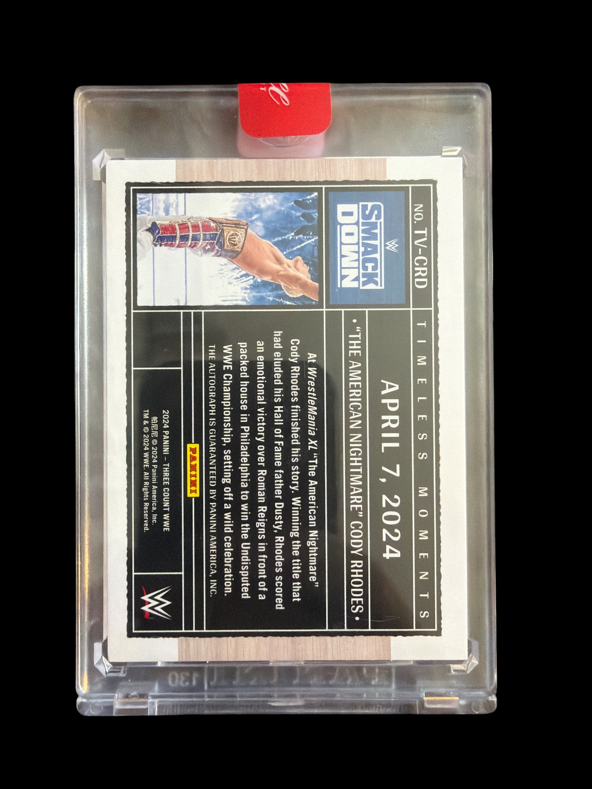 Cody Rhodes Timeless Moments Auto /75 Panini Three Count WWE 2024