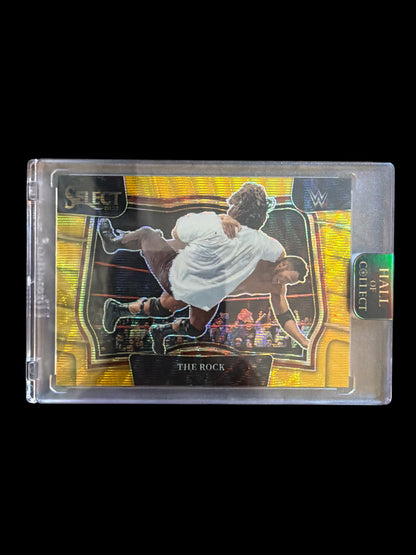 The Rock Ringside /10 Gold Wave Panini Select WWE 2023