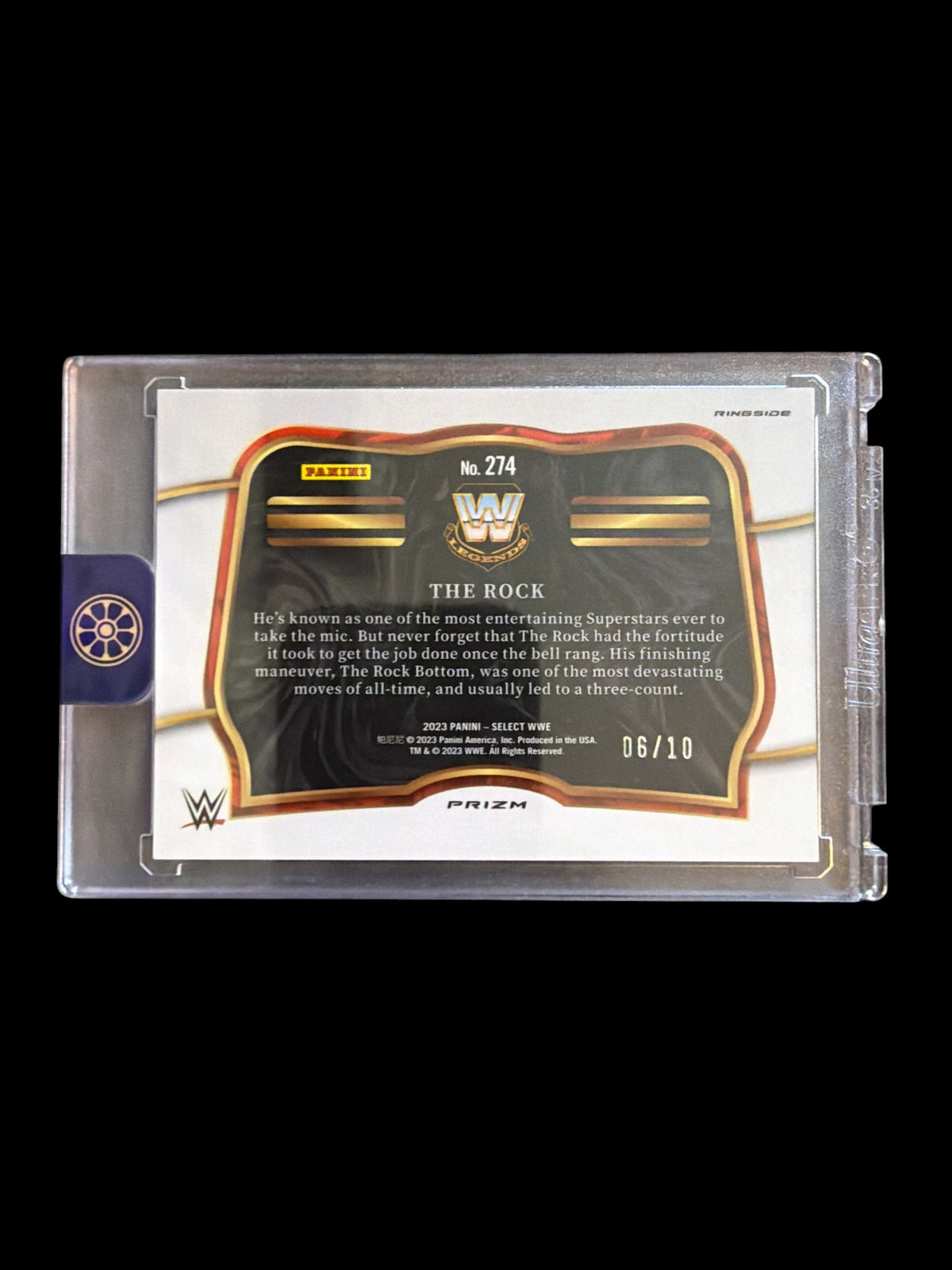 The Rock Ringside /10 Gold Wave Panini Select WWE 2023