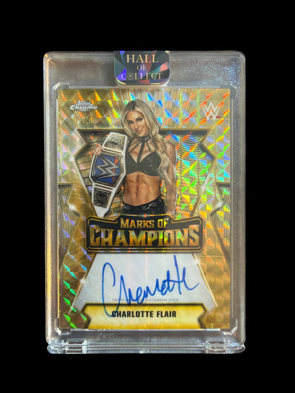 Charlotte Flair Marks of Champions On Card Auto /50 Geometric Topps Chrome WWE 2026