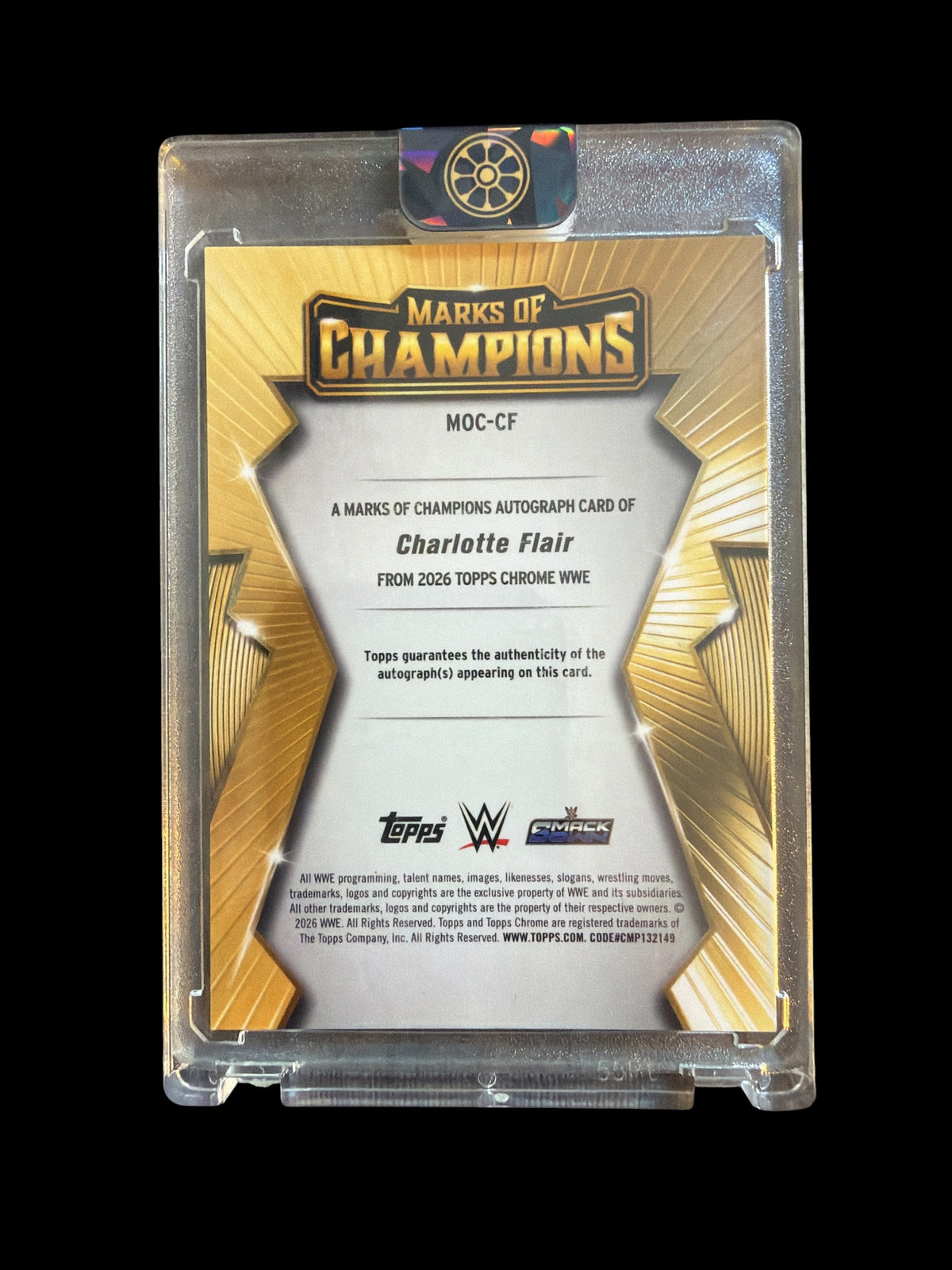 Charlotte Flair Marks of Champions On Card Auto /50 Geometric Topps Chrome WWE 2026