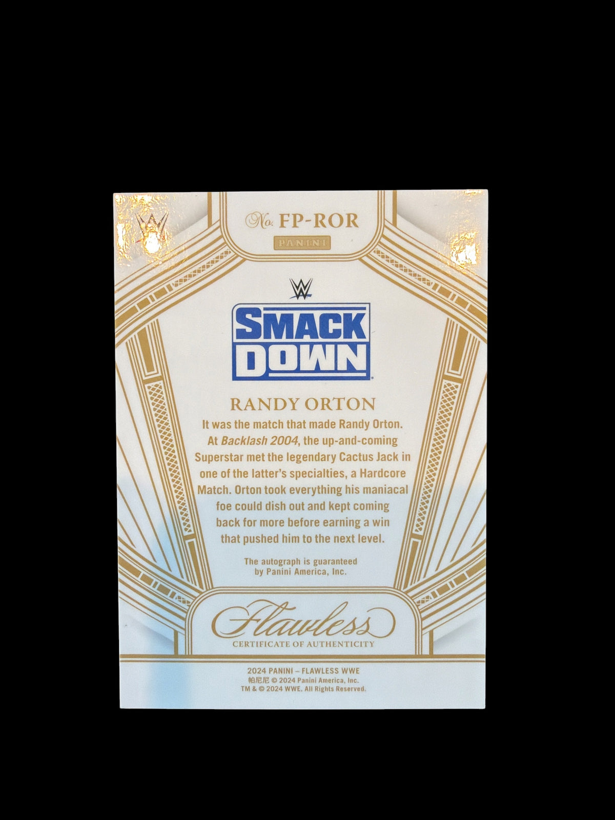 Randy Orton Flawless Performances On Card Auto /10 Panini Flawless WWE 2024