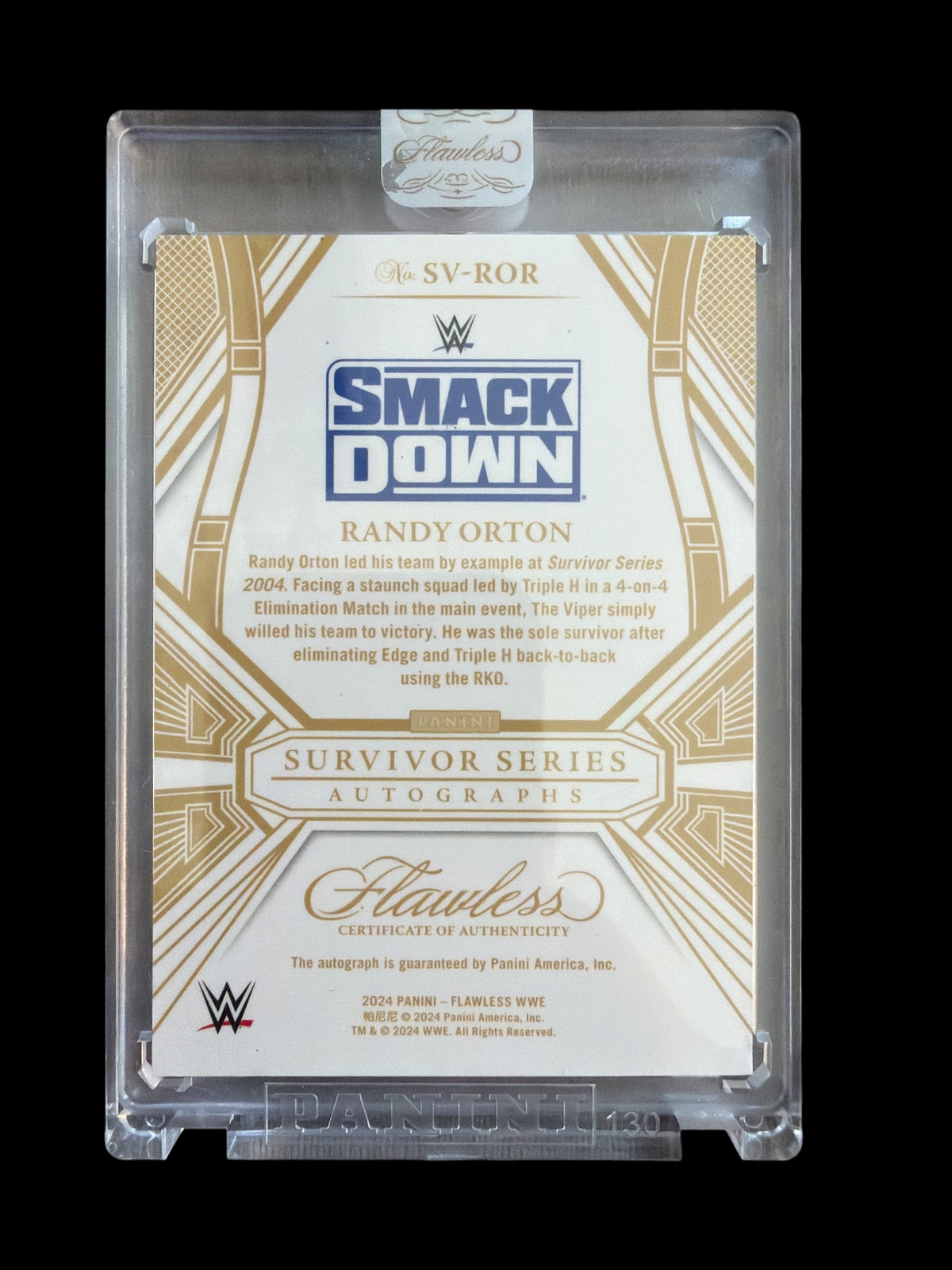 Randy Orton Survivor Series On Card Auto /8 Panini Flawless WWE 2024