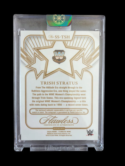 Trish Stratus Star Swatch On Card Auto /5 Bookend Panini Flawless WWE 2024