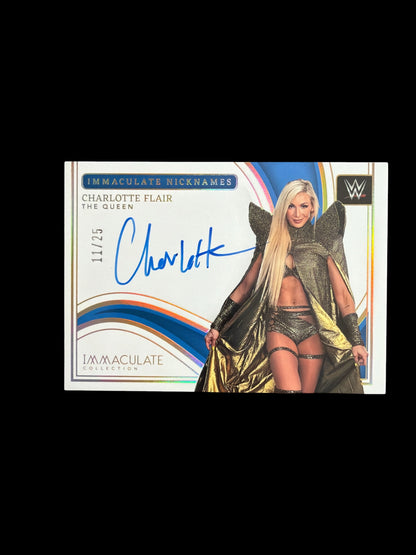 Charlotte Flair Immaculate Nicknames /25 On Card Auto Panini Immaculate 2023